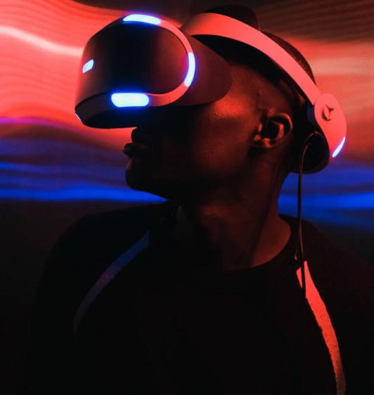 boy using virtual reality glasses
