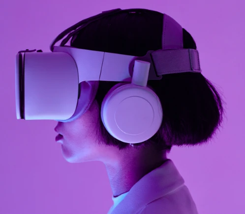 girl using virtual reality glasses